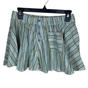 Free People Striped Button Pocket Detail Elastic Waist Cotton Mini Skirt Size S